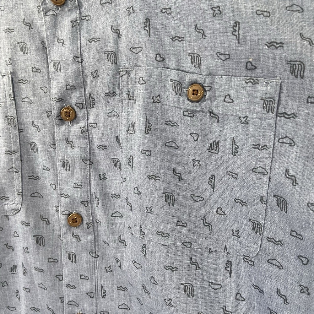 Patagonia Shirt men's Medium Back Step Button Up Hemp Organic Cotton Graphic AOP - Picture 5 of 13